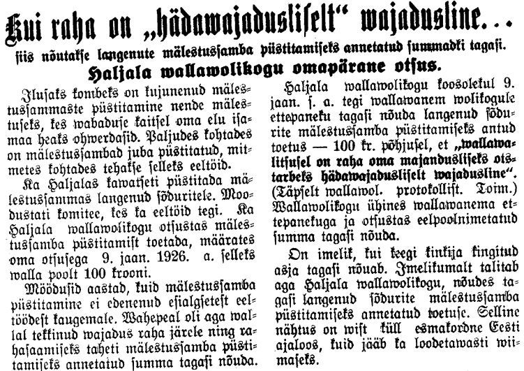 "Virumaa Teataja" 16.01.1930